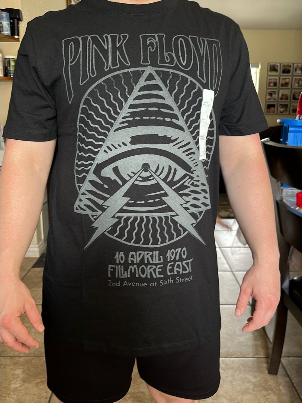 Pink Floyd Black Tee with Grey Pyramid Eye Graphic